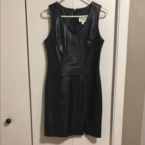 Black Leather Sleeveless Dress